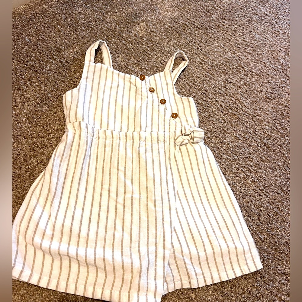 Striped White and Brown Kids Romper